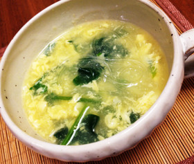 簡単!法蓮草玉子の春雨スープ