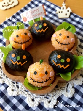 ハロウィンに♪ひと口おにぎりキャラ弁