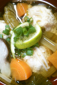 簡単和食♪小松菜と野菜 高野豆腐の団子汁