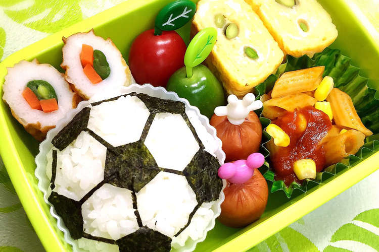 デコ弁 キャラ弁 サッカー レシピ 作り方 By 000acha000 クックパッド 簡単おいしいみんなのレシピが370万品