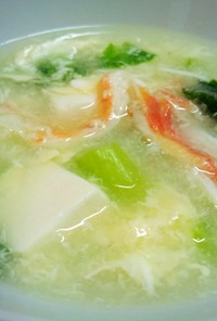 カニ入り！豆腐と青梗菜のスープ
