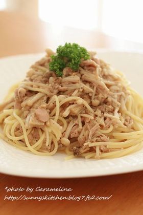 えのきとにんにくツナ醤油スパゲティ