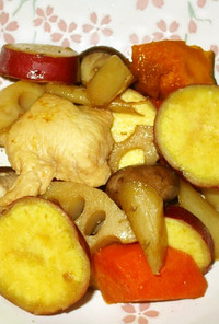 鶏と根菜のココナッツ甘酢煮