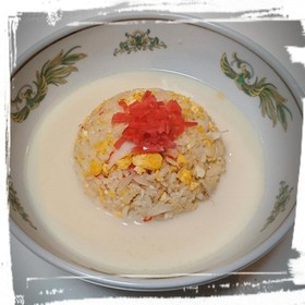 カニかまチャーハンと豆乳スープチャーハン