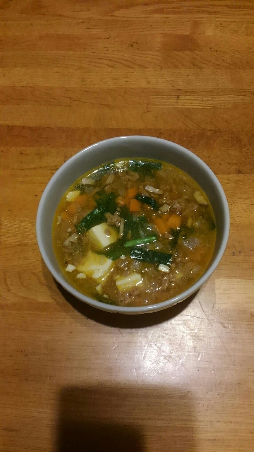 麻婆豆腐の素で作るスープの画像