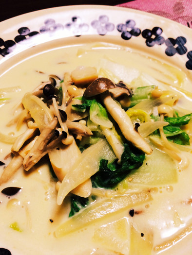 ダイエット♡きのこと白菜の豆乳スープの写真