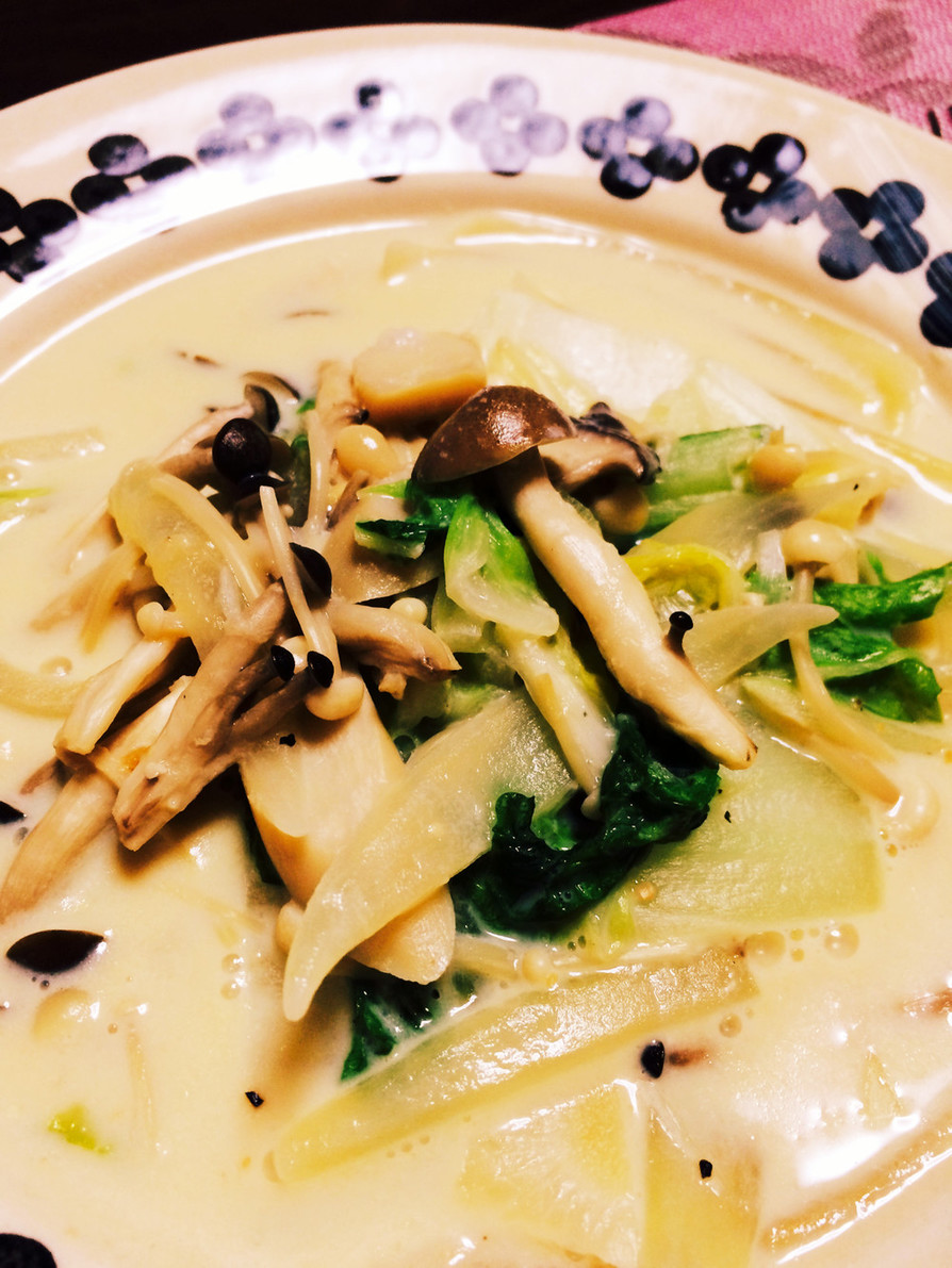ダイエット♡きのこと白菜の豆乳スープの画像
