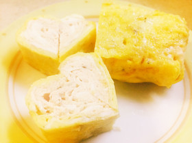 オムレツ風ピンクのハート卵焼き♡卵白消費