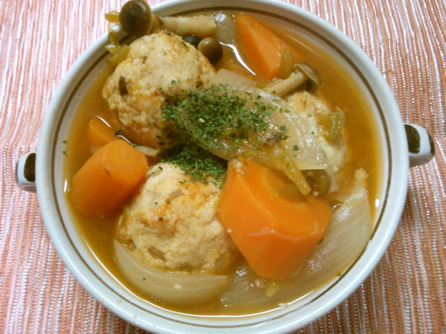 高野豆腐の肉団子♪さっぱり野菜スープで！の画像