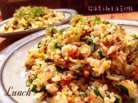 桜海老と納豆海苔炒飯〜簡単ランチに♪