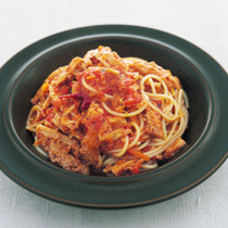 トリッパのトマト煮のスパゲッティーニ