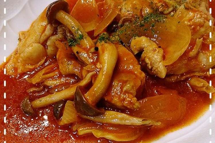 分で完成 鶏のトマトジュース煮込み レシピ 作り方 By フラミンゴちゃん クックパッド