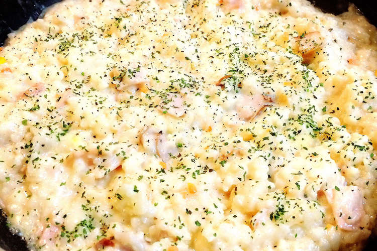 簡単 フライパンで冷やご飯チーズリゾット レシピ 作り方 By Namiko1967 クックパッド 簡単おいしいみんなのレシピが360万品