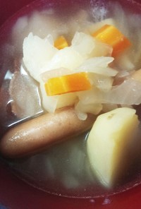 ウインナーとコンソメの野菜スープ