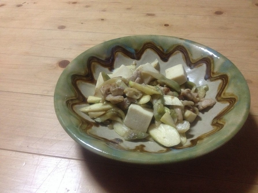高野豆腐とマコモダケ炒めものの画像