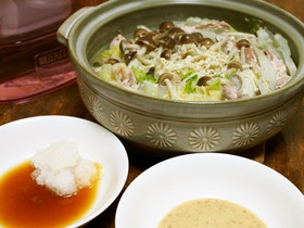 白菜としゃぶしゃぶ用豚肉で水車鍋