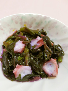 金時草(きんじそう)とタコの酢の物