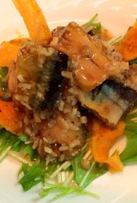 秋刀魚の唐揚げ〜キノコの柚子胡椒ソース 