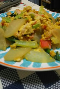 小松菜と大根卵炒め
