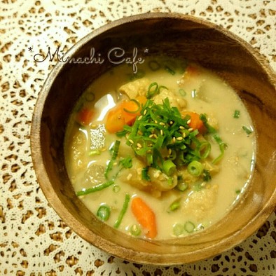 コロコロ根野菜の生姜ミルク味噌スープの写真