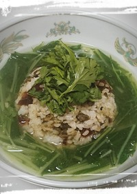 パクチーピータンと水菜のスープチャーハン
