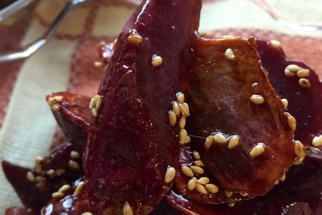 紫いもの大学芋風 フライパンで レシピ 作り方 By のりこ523 クックパッド 簡単おいしいみんなのレシピが379万品