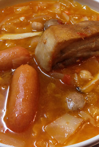簡単 豚肉とソーセージのスープ