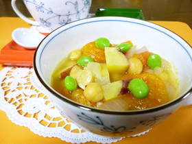 トマト・ひよこ豆・さつまいものスープ♪