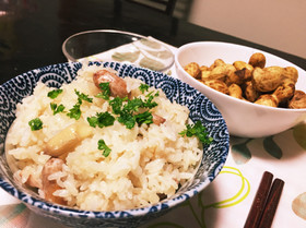 落花生(生)のバターしょうゆ炊き込み御飯
