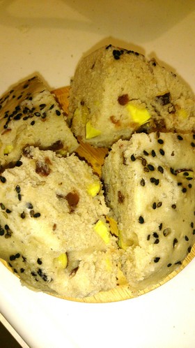 レンジで簡単☆さつま芋と小豆の蒸しパン