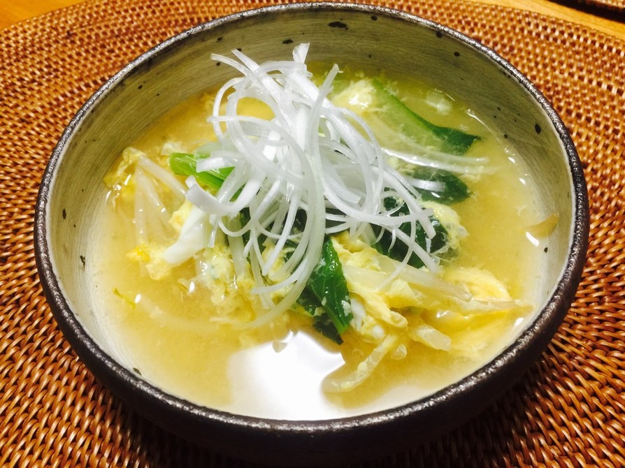 小松菜とモヤシのあっさり和風中華スープの画像