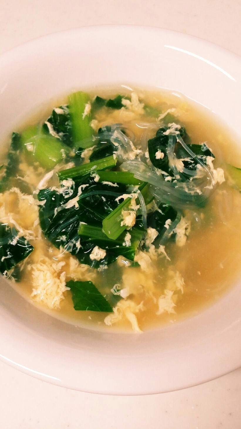 小松菜と春雨の中華スープの画像
