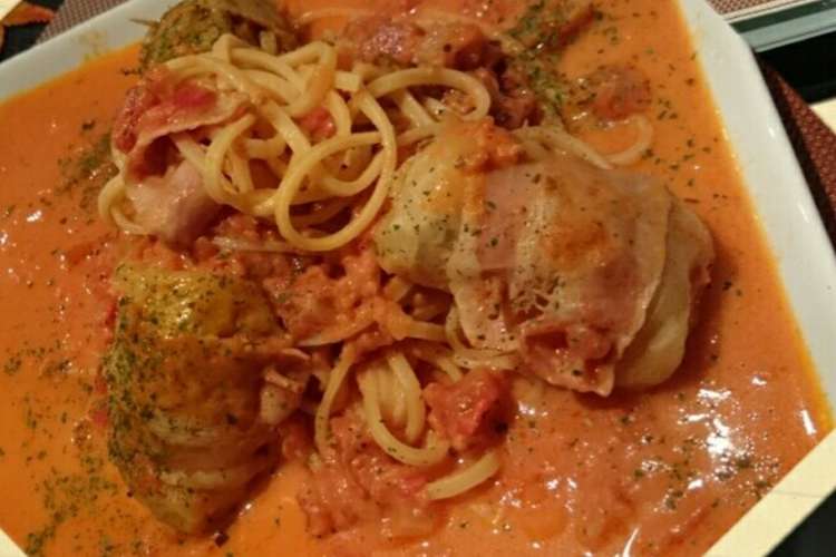 ロールキャベツで絶品トマトソースパスタ レシピ 作り方 By みなみのり クックパッド 簡単おいしいみんなのレシピが352万品