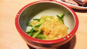 そうめんかぼちゃとキュウリのポン酢和え