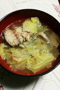 簡単白菜とサバ水煮缶のスープ