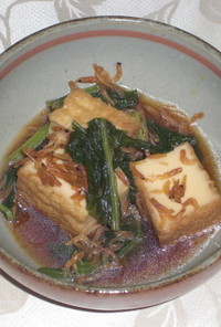 簡単♡小松菜と厚揚げ豆腐と桜えびの煮物♪