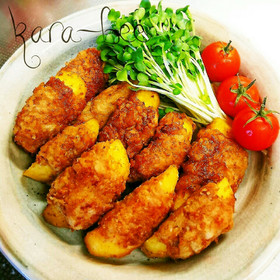 ビールに合うっ♪肉巻きポテトの唐揚げ