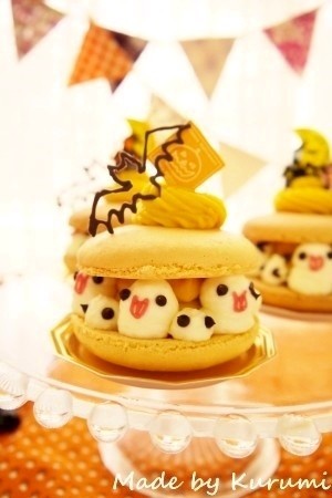 ハロウィン＊かぼちゃのマカロンケーキの画像