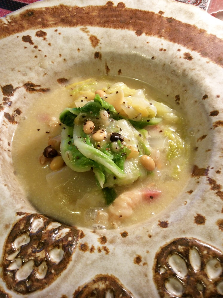 白菜と厚切りベーコンの雑穀クリームスープの画像