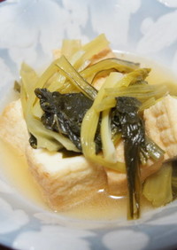小松菜と絹厚揚げの煮物