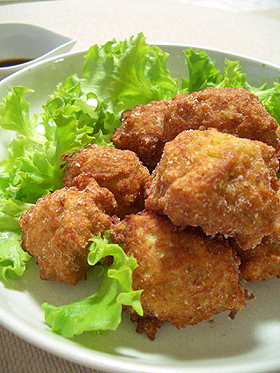 れんこんと鶏ひき肉のふわふわ揚げ
