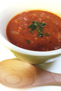 赤ワイン風味とろとろ豆のトマトスープ 