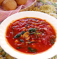 お豆・ほうれん草・マッシュルームのスープの画像