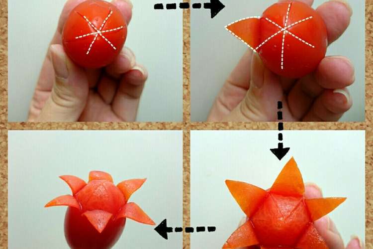 ミニトマトで作る簡単お花の飾り切り レシピ 作り方 By Minachi クックパッド