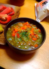 野菜たっぷり 大豆のお肉のカレースープ
