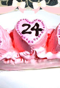スイスロールdeピンクのハートケーキ♡