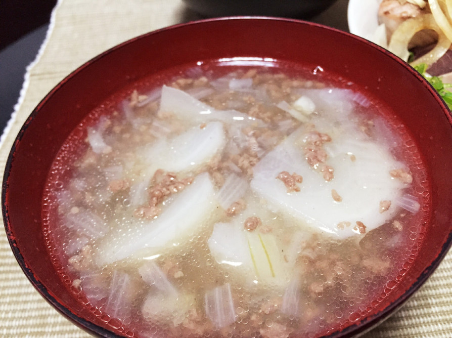 かぶとひき肉の中華風スープの画像
