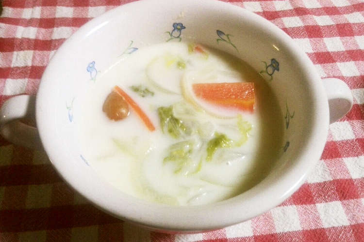 朝食に前日に作る白菜入温かﾐﾙｸｽｰﾌﾟ レシピ 作り方 By 真生mama クックパッド