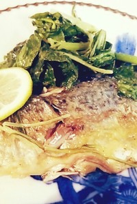鯖の洋風ソテーWithチンゲン菜と水菜