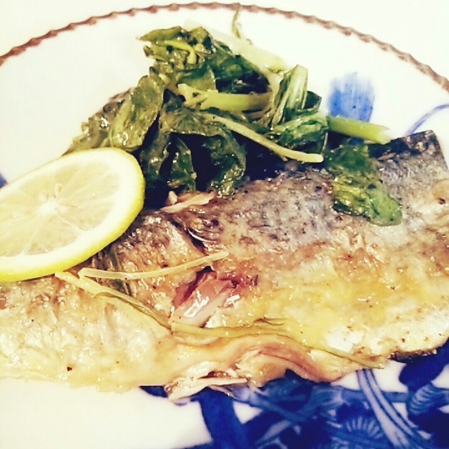 鯖の洋風ソテーWithチンゲン菜と水菜の画像